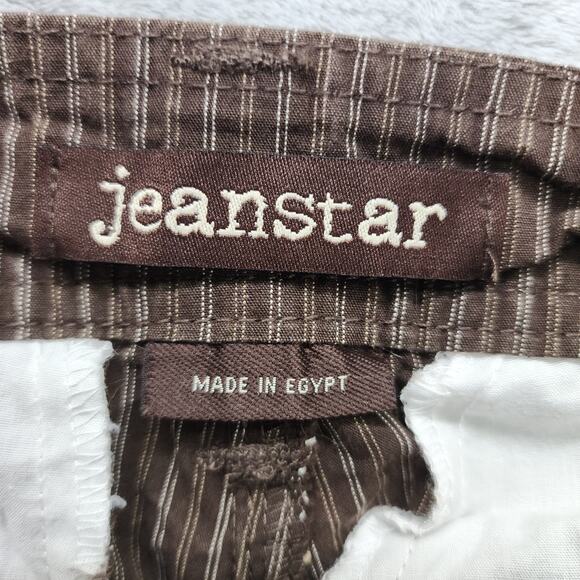 Jeanstar Shorts Womens 12 Brown Striped Tie Waist Roll Tab Hem Casual Preppy - Picture 4 of 11